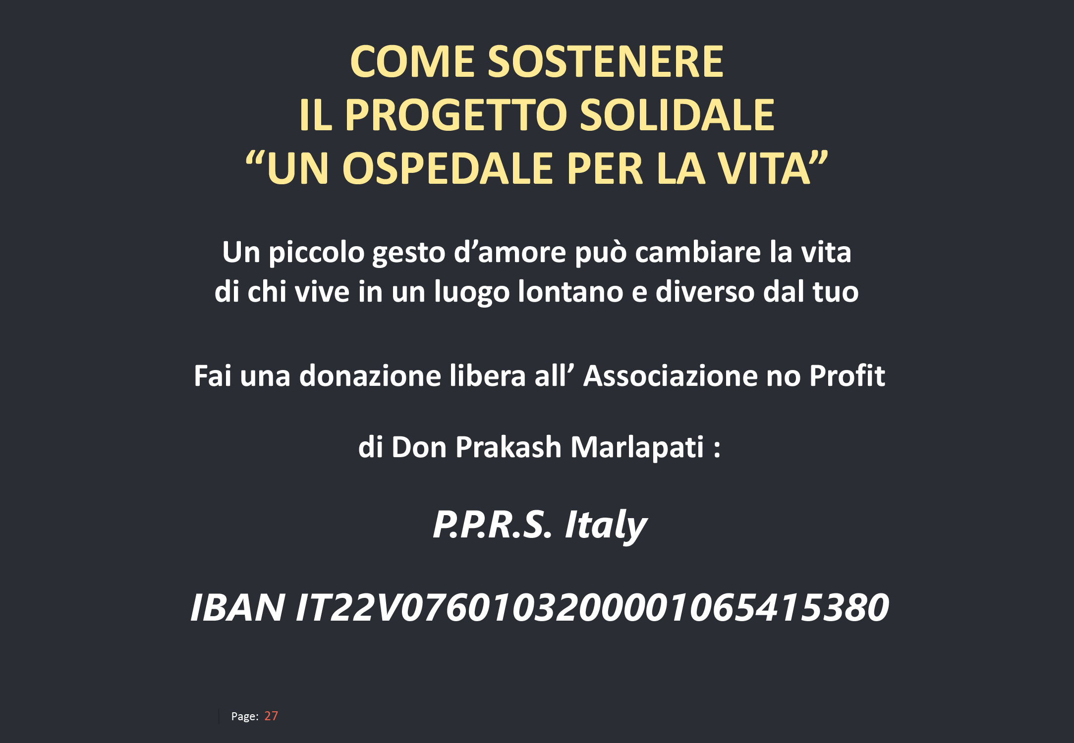 Barrett International Group - Sostenere il progetto solidale - Un ospedale per la vita